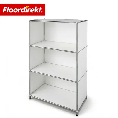 Produktbild von Floordirekt Concept Epure MK-101 Metallregal, B75×T40×H120 cm, Weiß, Bücherregal mit 4 Ablagen und Seitenwänden, verchromtes Metallgestell