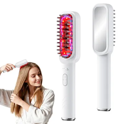 Produktbild von Haarwuchsgerät mit Rotlicht, Laser Haarbürste mit 650nm LLLT Therapie gegen Haarausfall, Kopfhaut Massage für Damen und Herren