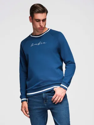 Obrázek produktu pro Ombre Clothing Pánská mikina bez kapuce Extraink tmavě modrá XS
