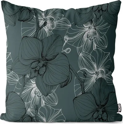Produktbild von VOID Grafische Orchideen Muster Kissenbezug Kissenhülle sofa couch wohnzimmer dekoration wasserfest Outdoor Garten Kissen bezug deko