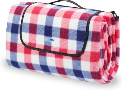 Productafbeelding van Famanu picknickdeken, waterdicht, 200 x 200 cm, fleece, rood-blauw