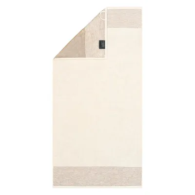 Produktbild von Handtuch 50 x 100 cm Beige Creme Baumwolle mit feine Streifen