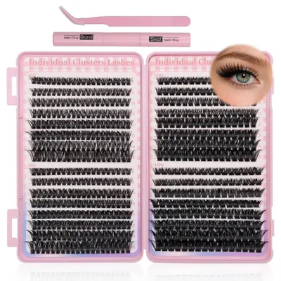Produktbild von Wimpern Set 640 Stück 60D 80D 100D 120D mit Kleber und Pinzette DIY Segmentiert