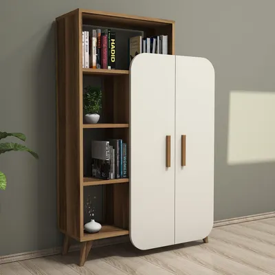 Produktbild von Skye Decor, Form - Walnut, Cream, Bücherregale, Nussbaum, 90 x 132 x 32 cm