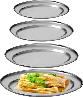 Obrázok produktu pre Servírovacia tácka 4-dielna, nehrdzavejúca oceľ, oválna, pre kempovanie