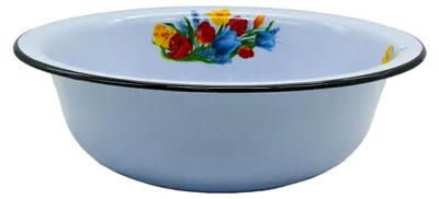 Produktbild von Emaille Schüssel mit Motiv, rund, 9 Liter, Durchmesser ca. 38-40 cm, Retro-Nostalgie Geschirr