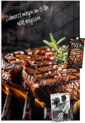 Produktbild von Magnettafel 40x60cm Pinnwand Whiteboard beschreibbar - Gegrillte Steaks