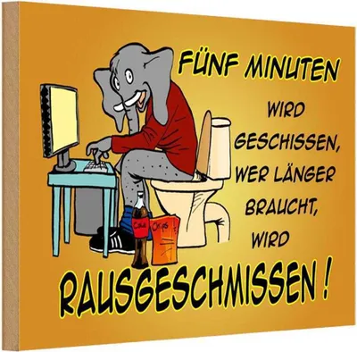 Produktbild von vianmo Holzschild 20x30 cm fünf Minuten wird geschissen Elefant Spruch Zitat