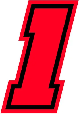 Image de Autocollant numéro de course pour Moto "1" Race Moto GP, Rouge Fluo, 10 x 7 cm