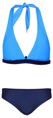 Produktbild von Aquarti Mädchen Bikini Set Bustier Bikinislip Zweiteiliger Badeanzug, Farbe: Blau / Dunkelblau, Größe: 152