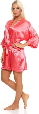 Immagine prodotto di Vestaglia da donna kimono corto in raso; corallo M