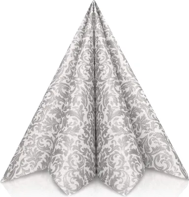 Produktbild von GRUBly Airlaid Serviette Ornaments in Silber, 40 x 40 cm, 50 Stück