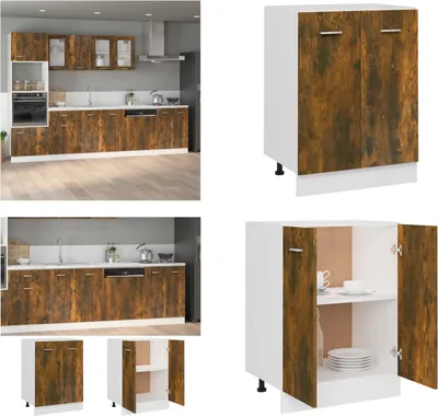 Produktbild von vidaXL Unterschrank Räuchereiche 60x46x81,5 cm Holzwerkstoff - Unterschrank - Unterschränke - Küchenschrank - Lagerschrank