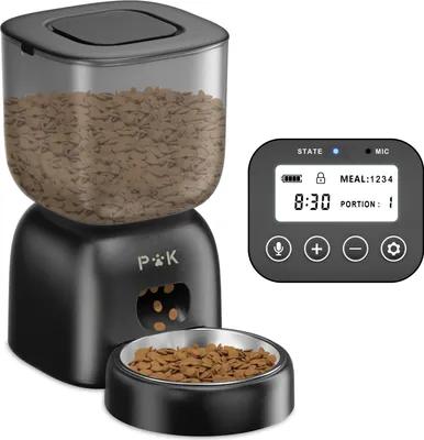 Produktbild von Balimo Automatischer Futterautomat, Katze und Hund, Futterspender für Katzen&Hunde, Sprachrekorder - 3L - Schwarz