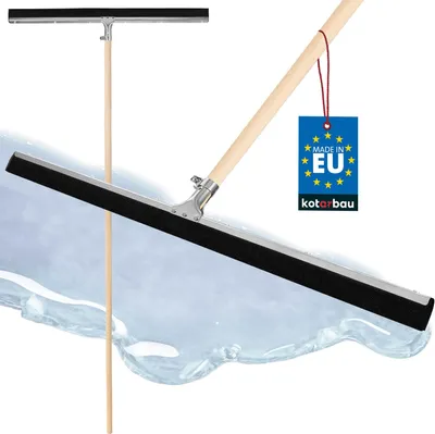 Image de KOTARBAU® Raclette Sol Acier 75 cm avec Manche en Bois 150 cm Balai Raclette Sol Caoutchouc Balai Mousse Intérieur Extérieur