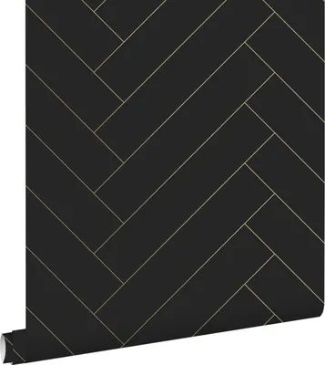 Zdjęcie produktu dla ESTAhome Tapeta motyw jodełki czarnymIzłotym 53 cm x 10.05 m