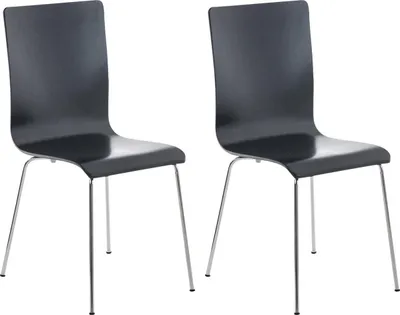 Produktbild von CLP 2er Set Besucherstuhl Pepe mit Holzsitz und Metallgestell schwarz
