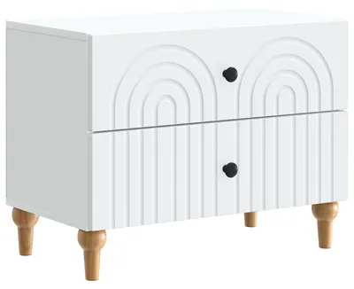 Image de vidaXL Table de chevet à tiroirs, blanche, 62 x 34,5 x 48 cm, aggloméré