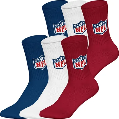 Produktbild von Huddle Uni Freizeitsocken NFL Shield Crew 6-Pack BLU/WHT/RED - Größe 39-42