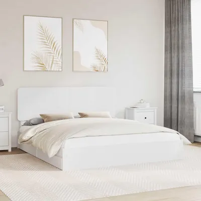 Obrázok produktu pre Maison Exclusive – posteľ s úložným priestorom a čelom Biela 180 x 200 cm Drevený materiál