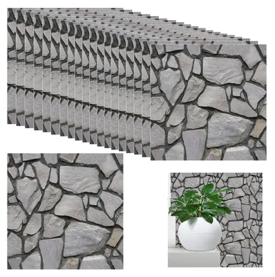 Produktbild von 20 Stück 3D-Wandpaneele in Steinoptik, selbstklebend, 30 x 30 cm, Kunststoff-Wandverkleidung, wasserfeste PVC-Ziegelsteintapete für den Innenbereich, Gewerbeflächen