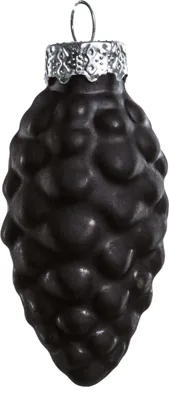 Produktbild von TrendLine Weihnachtskugeln Glas-Tannenzapfen 6 cm schwarz 12 Stück