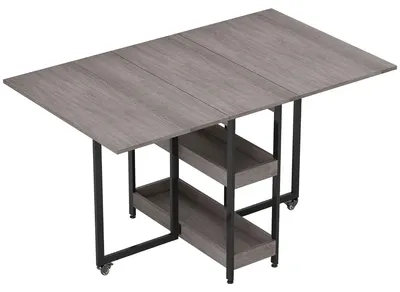 Obrázok produktu pre Prístrešný, skladací jedálenský stôl s úložným priestorom | Farba: Sivá | Rozmery: 80 x 133,4 x 75 cm