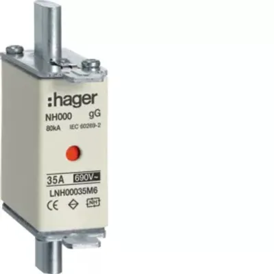 Immagine prodotto di Fusibile Hager NH NH000 gG 690 V 35 A con segnalatore K LNH00035M6