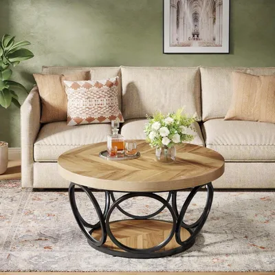 Produktbild von Runder Couchtisch - Runder Tisch - Holztisch - Wohnzimmertisch - Landhaustisch - Durchmesser 80 cm