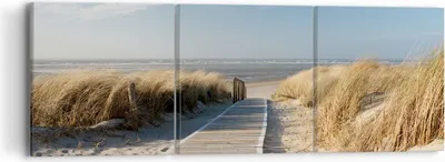 Produktbild von Bild auf Leinwand - Leinwandbild - Strand Meer Fußgängerbrücke Ufer - 90x30cm - Wand Bild - Wanddeko - Leinwanddruck - Bilder - Kunstdruck - Wanddekoration - Leinwand bilder - Wandkunst - CA90x30-2657