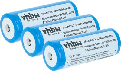 Produktbild von vhbw 3x Akku Ersatz für Ledlenser 501002, 04058205009263, 26650 für Taschenlampe Kopflampe (5 Ah, 3,7 V, Li-Ion)
