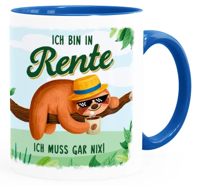Produktbild von Kaffee-Tasse Rentner Spruch Ich bin in Rente Ich muss gar nix! lustiges Geschenk zur Rente Ruhestand MoonWorks® weiß-innen-royal standard