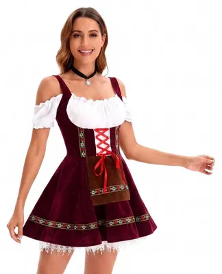 Produktbild von Vesta svr® Damen - Tiroler Kleid - Dirndlkleid - Rot - Karnevalskostüm Damen - Bierfest - Faschingskostüm Damen - Festivals - M/L