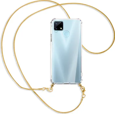 Produktbild von Handykette Backcover-Schutzhülle mit Band (Metall goldfarben) für Realme 7i Global (Realme Narzo 20) - goldfarbene Kette Snake