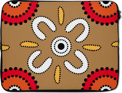 Produktbild von MuchoWow® Laptop Hülle 17 Zoll Laptoptasche Design - Blumen - Punkte - Zipper - Schutzabdeckung