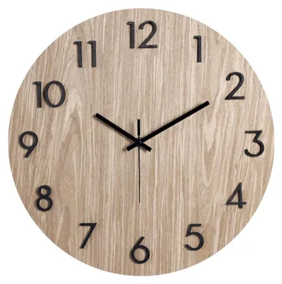 Produktbild von SensaHome Wanduhr Florence – Moderne runde Uhr mit Zahlen – skandinavisches Design mit Holz – Ø38 cm – Braun