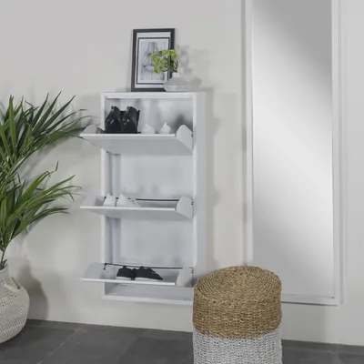 Produktbild von Spinder Design Schuhschrank mit 3 Klappen Weiß, Billy 3