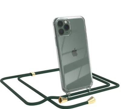 Produktbild von EAZY CASE Handykette kompatibel mit Apple iPhone 11 Pro, Handyhülle mit Umhängeband, Handykordel, Schutzhülle Clear, Band in Grün