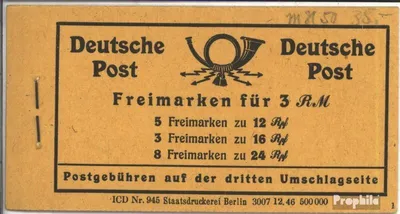 Produktbild von Briefmarken Alliierte Bes.-Gem.Ausg. 1948 Mi MH50 postfrisch Kontrollrat I