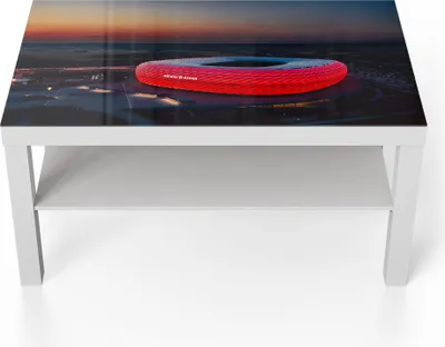 Produktbild von DEQORI Couchtisch 90x55 cm Weiß 'Allianz Arena, München' Glas Beistelltisch
