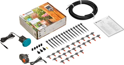 Produktbild von Gardena Vollautomatische Blumenkastenbewässerung, 10 m, 4,6 mm, Schwarz, Grau, Deutschland