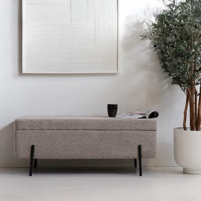 Produktbild von Giga Meubel Flurbank Jari mit Stauraum - Taupe - Bouclé - 110x45x40 cm
