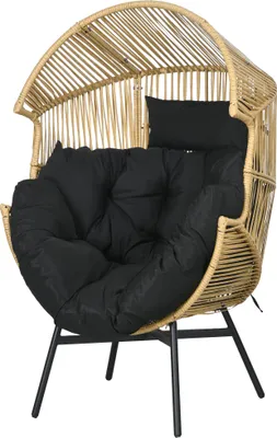 Produktbild von Rattansessel Outdoor-Sessel Gartensessel, PE-Rattan, 89 cm x 75 cm x 143 cm, Natur + Schwarz