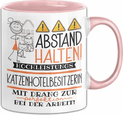 Produktbild von Katzenhotelbesitzerin Tasse Geschenk Lustig Abstand Halten Hochleistungs-Katzenhotelbesitzerin Mit Drang Zur Perfektion Bei Der Arbeit (Rosa)