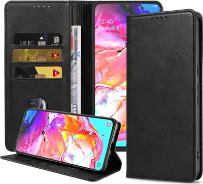 Immagine prodotto di Smartphonica Samsung Galaxy A70s custodia in ecopelle con chiusura magnetica e portacarte a libro - nero