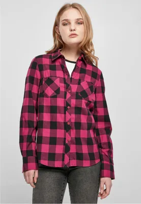 Image de Urban Classics Ladies - TURNUP FLANELL Hemd violett - XXL