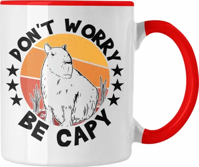 Produktbild von Trendation - Don't Worry Be Capy Tasse Capybara Tier Kaffeetasse Geschenk für Capybara Liebhaber (Rot)