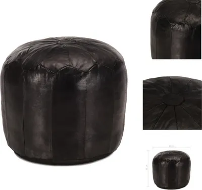 Zdjęcie produktu dla vidaXL Pufa czarna 40 x 35 cm Prawdziwa kozia skóra - Tapicerowany stołek