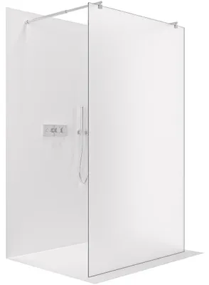 Produktbild von CERANO - Duschabtrennung Walk-in Onyx Duo L/P - 8 mm - runde Stütze - Chrom, Milchglas - 60x200 cm