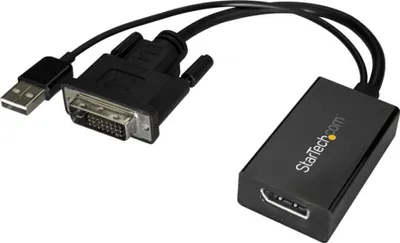 Image de StarTech.com Adaptateur DVI vers DisplayPort avec alimentation USB - Adaptateur vidéo DVI-D vers DP - Convertisseur DVI vers DisplayPort - 1920 x 1200 - Adaptateur vidéo - Dual Link - DVI-D (M) vers DisplayPort (W) - alimentation USB